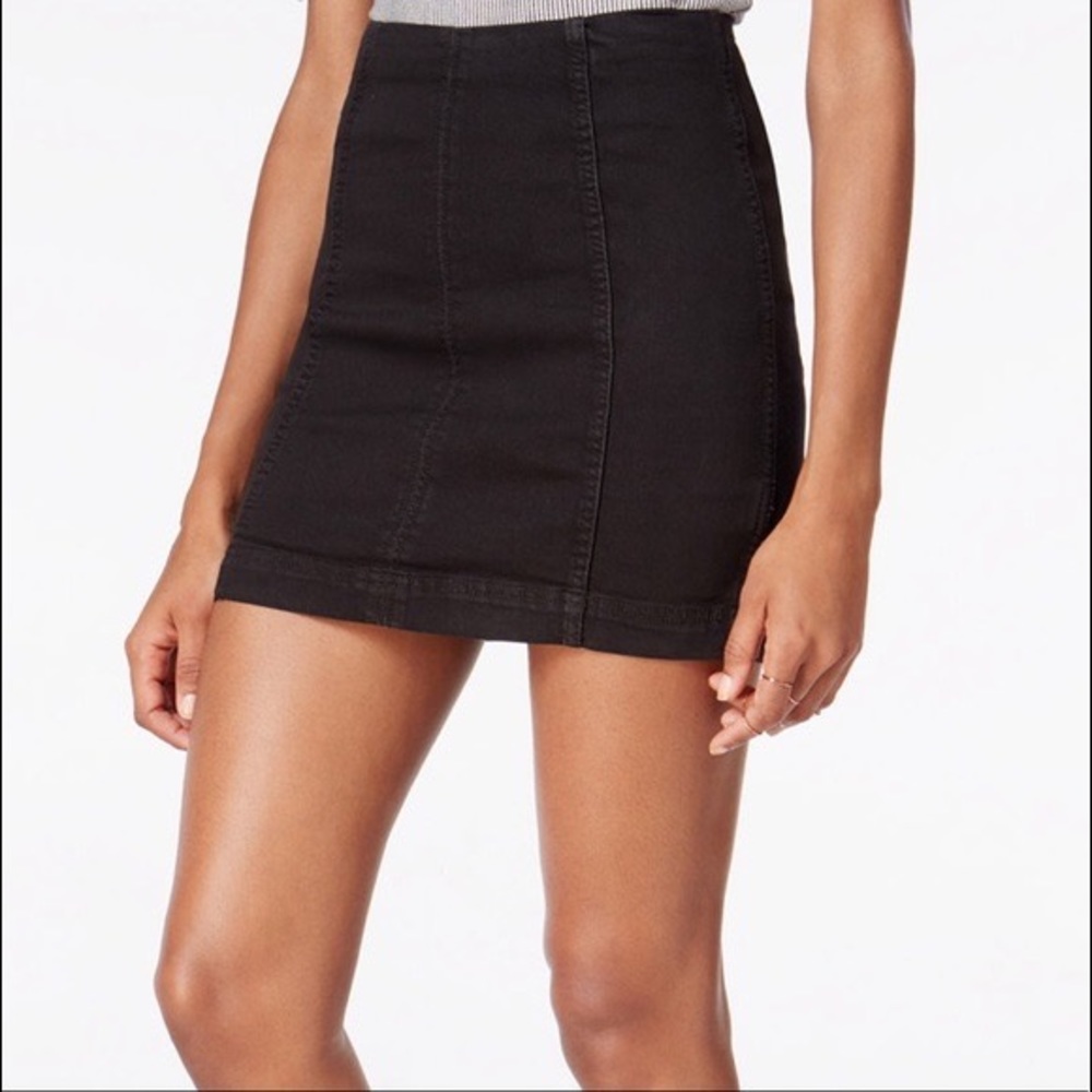Free People Black Demin Skirt